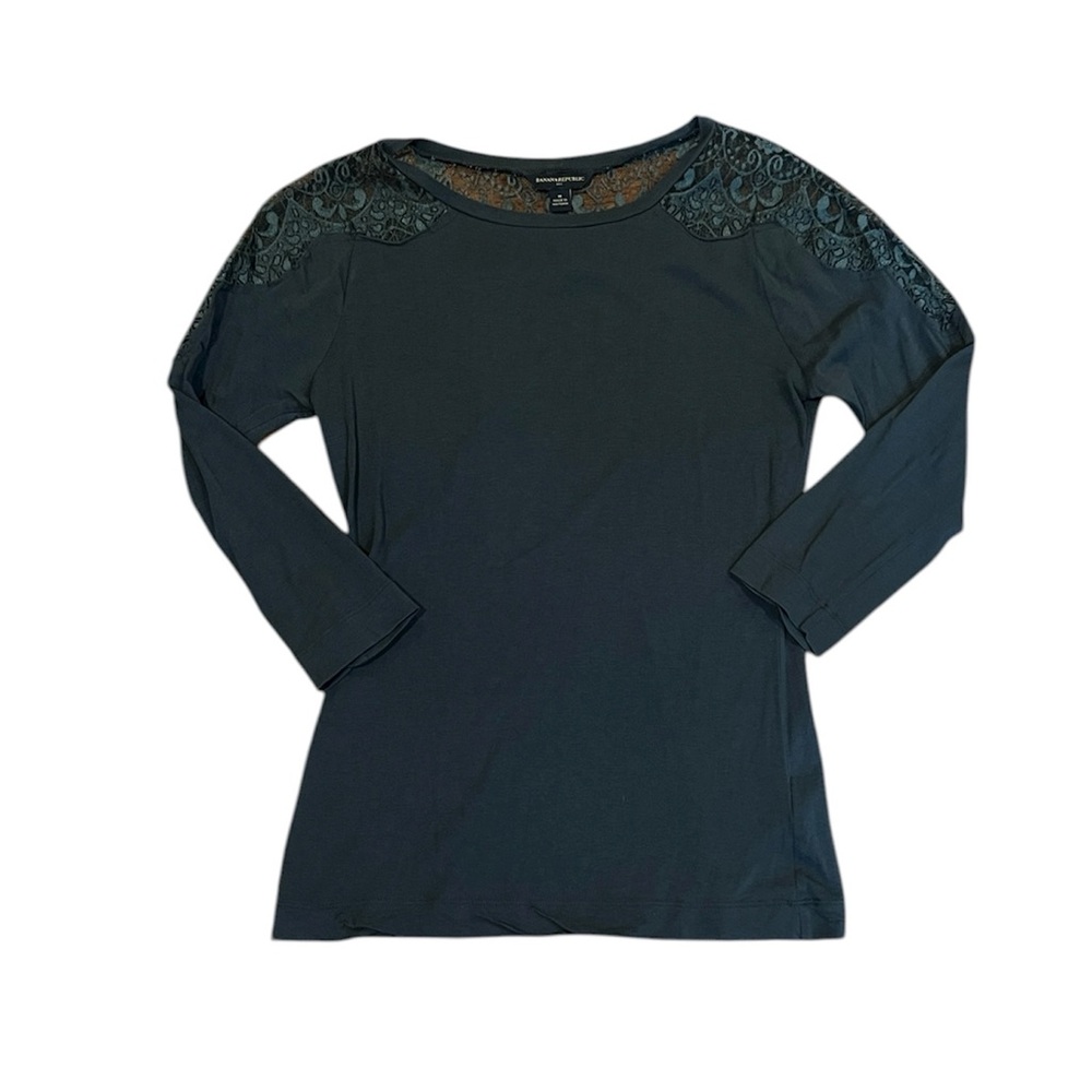 Banana Republic Green With Lace Shirt Size Medium